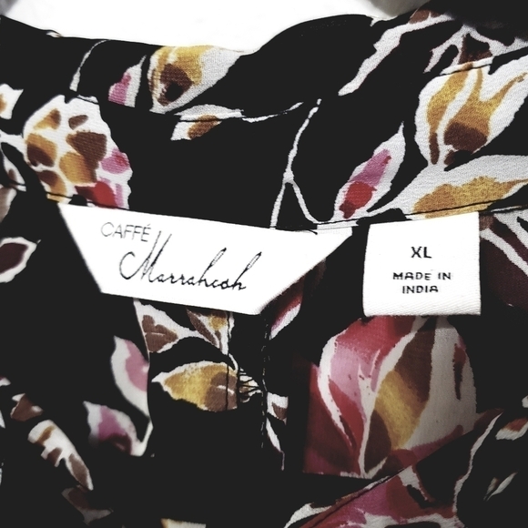 Nwot Caffe Marrakesh Floral Blouse Sheer High Low Hem, Size XL - Picture 3 of 13